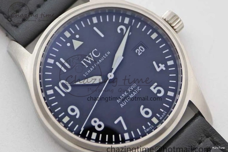 MIROTIME 0506 Vibrant Mark XVIII IW327001 SS M+F 1:1 Best Edition Black Dial on Black Leather Strap A 7055